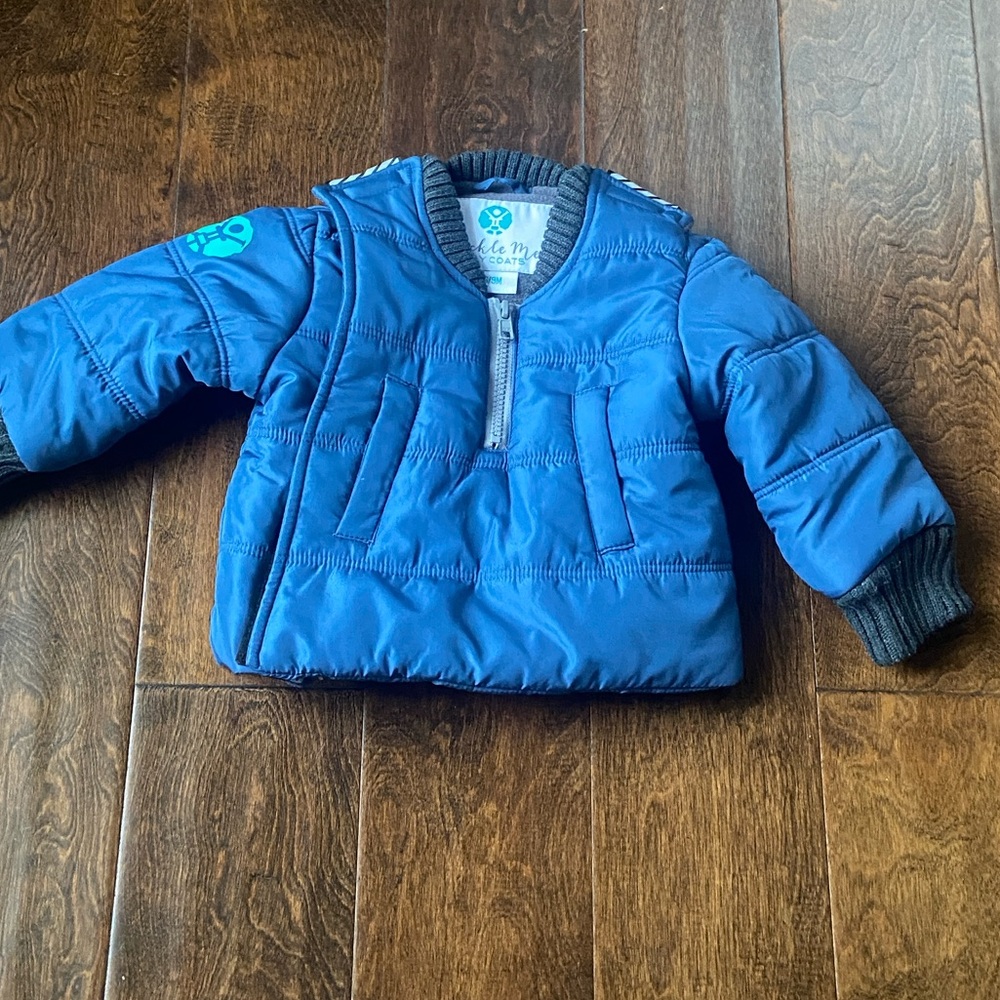 Buckle Me Baby Coat 6-9M blue fleece lined